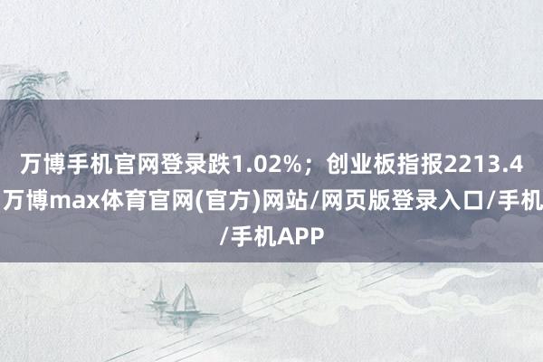 万博手机官网登录跌1.02%；创业板指报2213.41点-万博max体育官网(官方)网站/网页版登录入口/手机APP